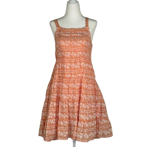 In Loom Woman Size S Floral Peach Sundress Cotton & Rayon Blend Adjustable Strap - Picture 1 of 9